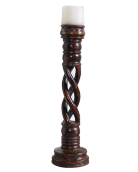SPIRAL WOODEN CANDLE STAND (BROWN) SPIRAL WOODEN CANDLE STAND (BROWN)